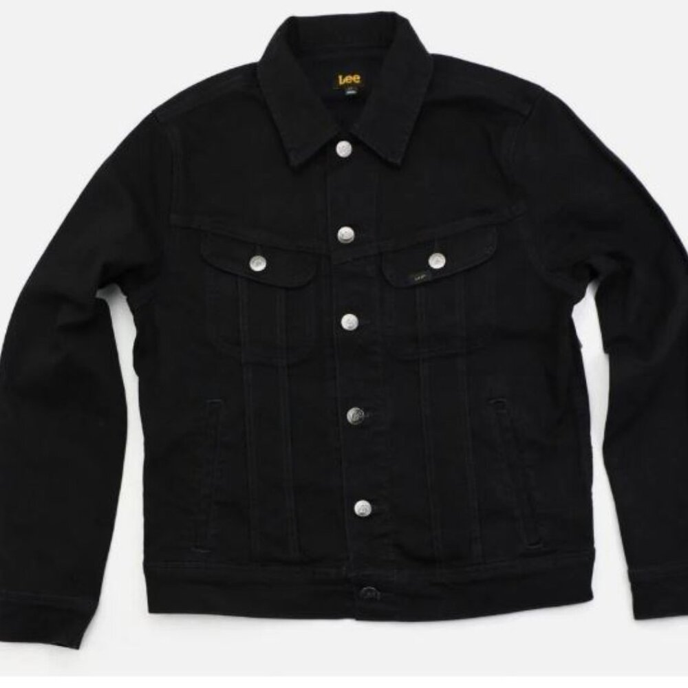 Lee Rider Denim Trucker Jacket Men's Size S Black Color New